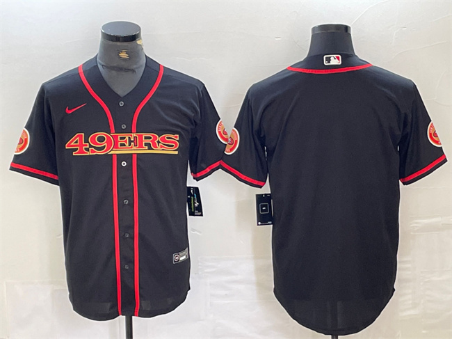 Men's San Francisco 49ers Blank Black With Patch Cool Base Stitched Baseball Jersey